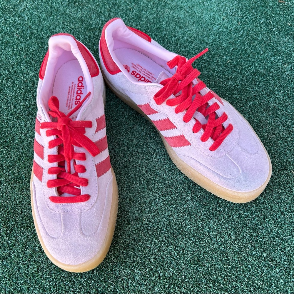 NWT Adidas Samba Sneaker Suede Leather Clear Pink Better Scarlet Red Gum 10.5 - Picture 4 of 14